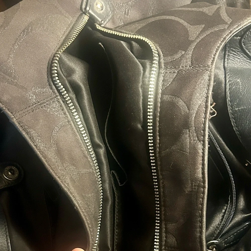 Authentic Coach Dark Brown Campbell Signature Shoulder Bag with Leather Trim - Picture 10 of 11